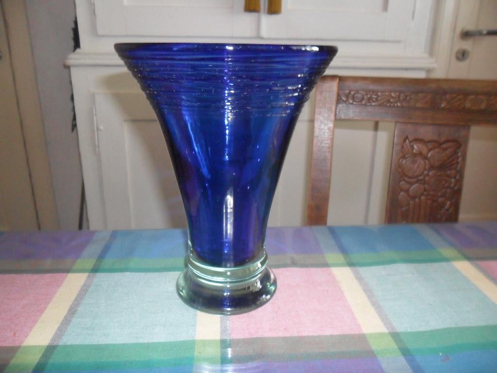 Henry Dean  kristallen glazen vaas gesigneerd., Ophalen of Verzenden