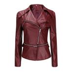 Rode leren jas dames motor korte motorjas biker jack vrouwen, Verzenden, Nieuw, Maat 46/48 (XL) of groter, Rood
