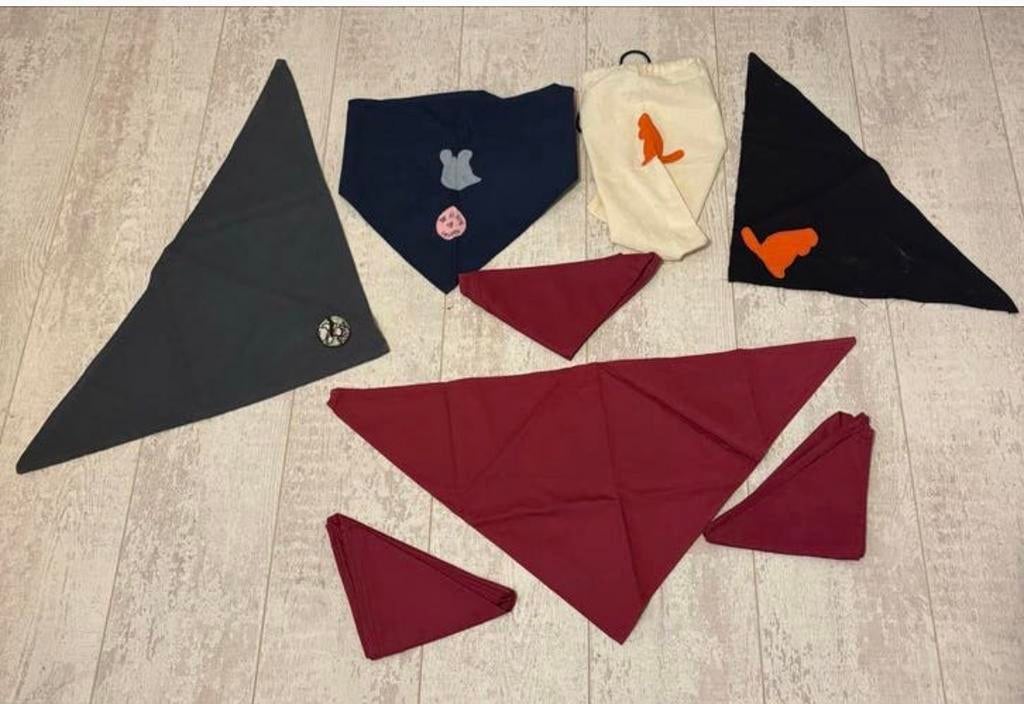 Set van 7 Scouting Dassen met Tasje - Unieke Collectables, Ophalen, Gebruikt, Pet, Hoed of Sjaal
