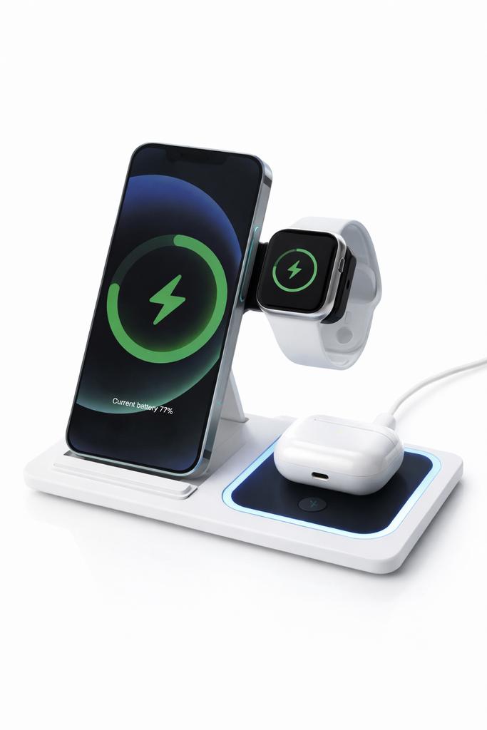 Nieuwe 3-in-1 draadloze oplader, Telecommunicatie, Mobiele telefoons | Telefoon-opladers, Ophalen of Verzenden, Nieuw, Apple iPhone