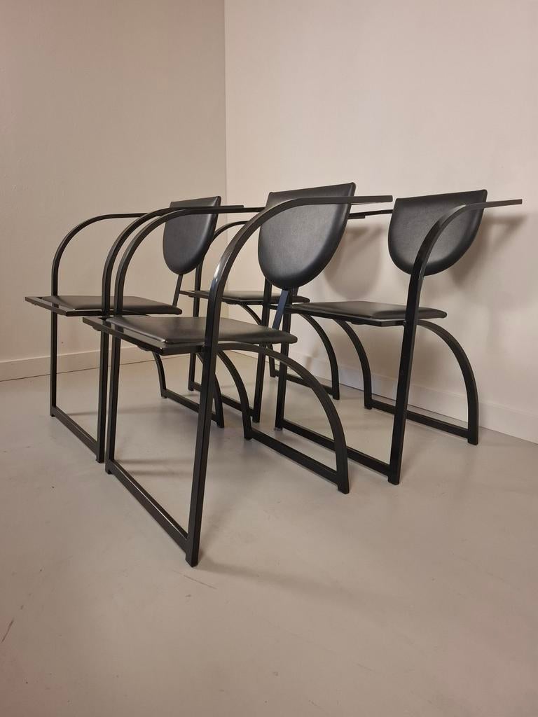 4x Vintage design stoelen KFF Design postmodern design, Huis en Inrichting, Ophalen of Verzenden, Gebruikt, Leer, Vier