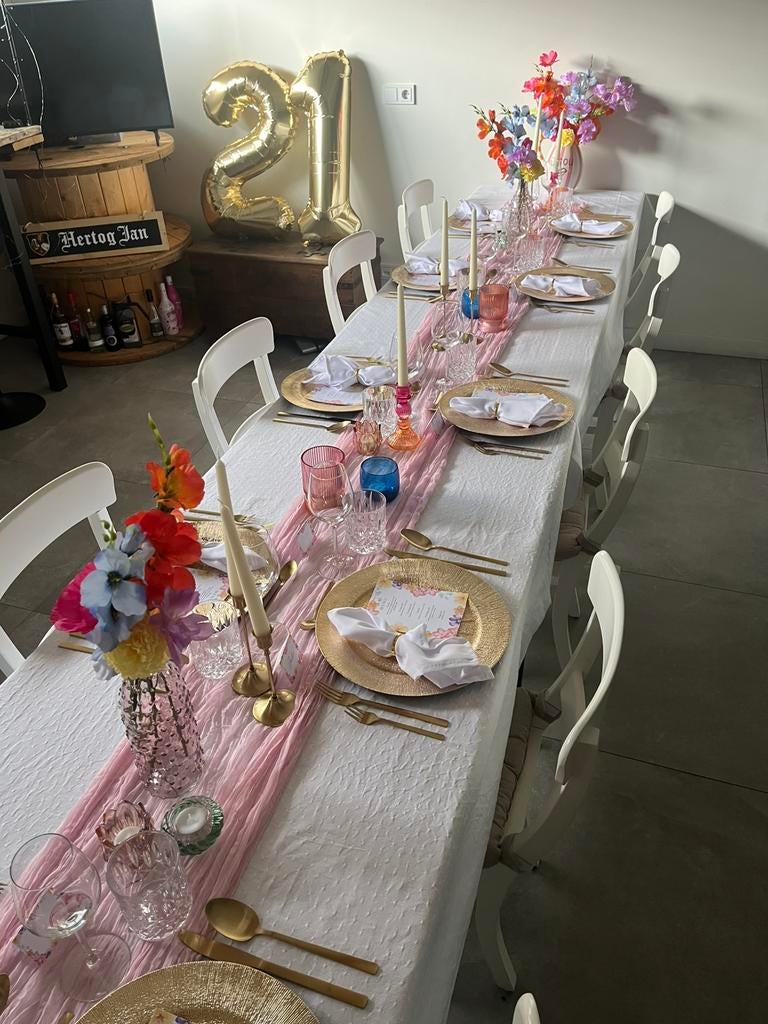 21 diner, tafels, stoelen en cijfers met verlichting, Ophalen, Zo goed als nieuw