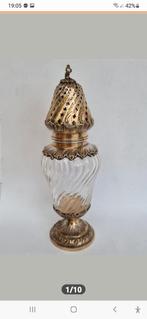 ZILVER VERGULDE SUIKER STROOIER m. KRISTALGLAS ART NOUVEAU, Verzenden, Zilver