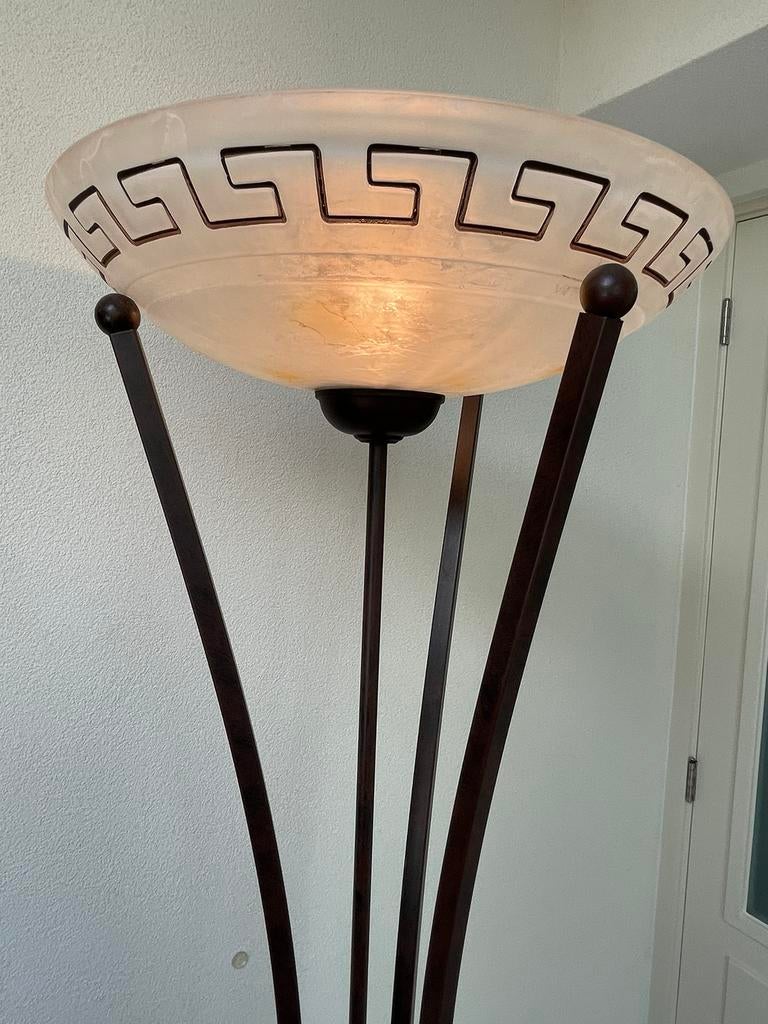 Vloerlamp Grieks met voetdimmer, Ophalen, Zo goed als nieuw, Glas, 150 tot 200 cm