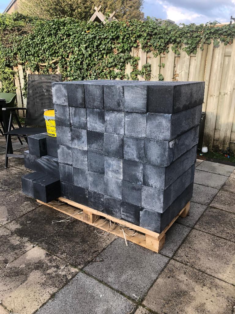 Stapelblokken antraciet strak, Tuin en Terras, Bielzen en Borders, Blok, Ophalen of Verzenden, Minder dan 25 cm, Beton