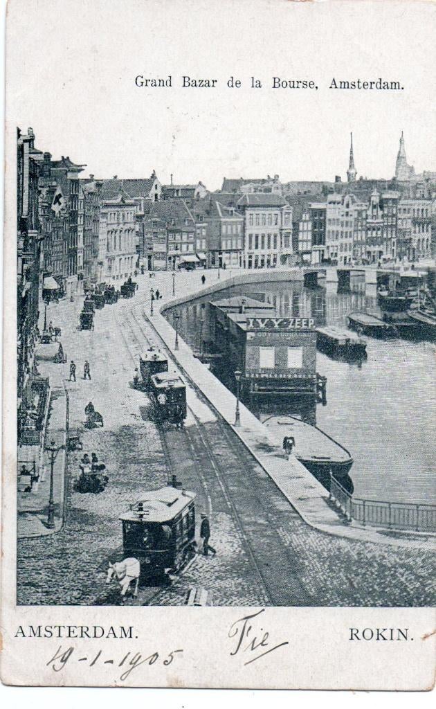 Amsterdam, Rokin met Paardentrams. 5992, Verzamelen, Ansichtkaarten | Nederland, Verzenden, Voor 1920, Gelopen, Noord-Holland