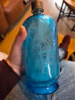 Antieke blauwe glazen sodafles sifon T.H. Jansen Baarn, Antiek en Kunst, Ophalen of Verzenden
