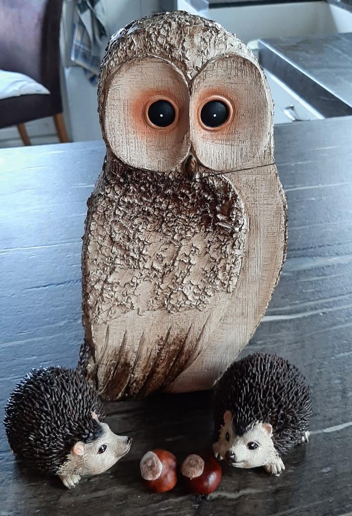 Div. Tuin decoraties uil, egeltjes, vogel drinkbak, Tuin en Terras, Ophalen of Verzenden, Nieuw, Overige materialen, Dierenbeeld
