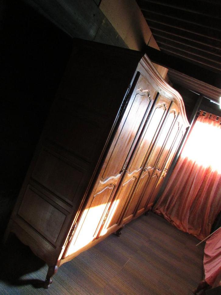 Barok massief eiken 5 deurs linnenkast queen anne stijl, Antiek en Kunst, Curiosa en Brocante, Ophalen of Verzenden