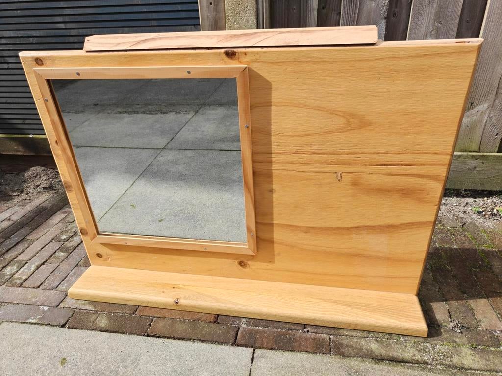 Zelfgemaakte hangende kaptafel met spiegel en plankje, Ophalen, Gebruikt, Handgemaakt, Rustiek, 50 tot 100 cm