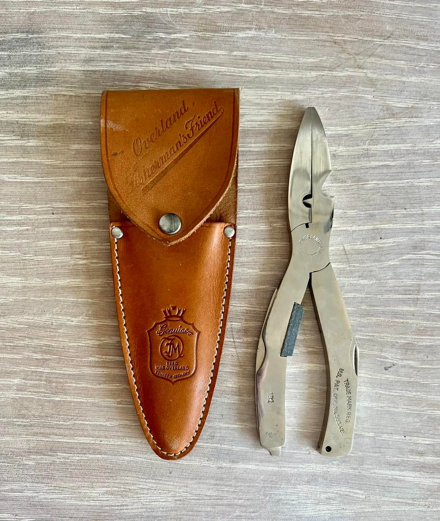 Vintage Overland Fisherman’s Friend multitool met leren hoes, Ophalen of Verzenden, Zo goed als nieuw, Overige typen