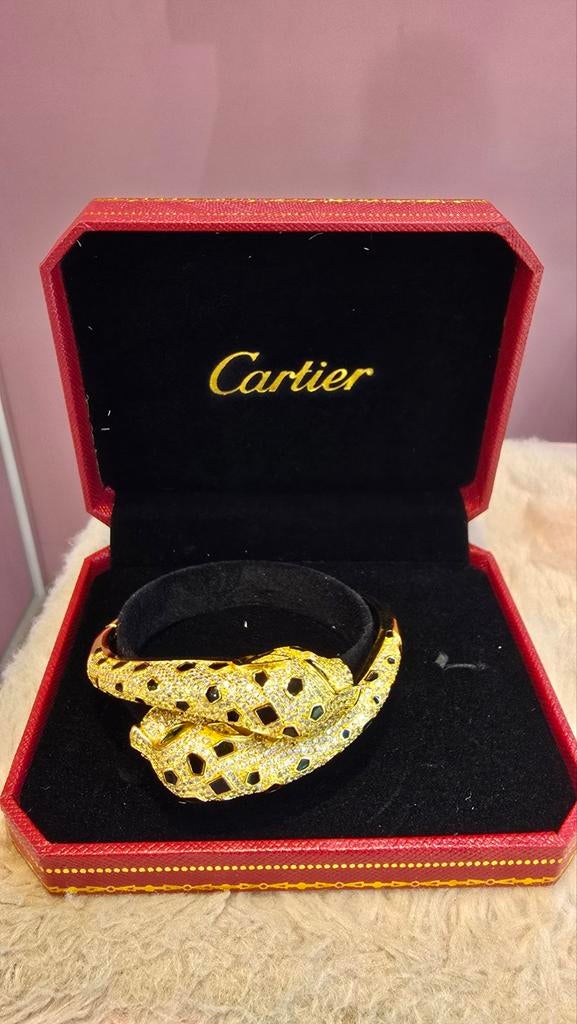 Gouden armband met panterkop en steentjes, Ophalen of Verzenden, Nieuw, Goud, Goud