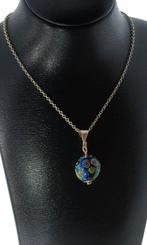 Venetiaans glas bol 14k gouden ketting hanger uniek, Voordeelsieraden, Verzenden, Zo goed als nieuw, Met edelsteen