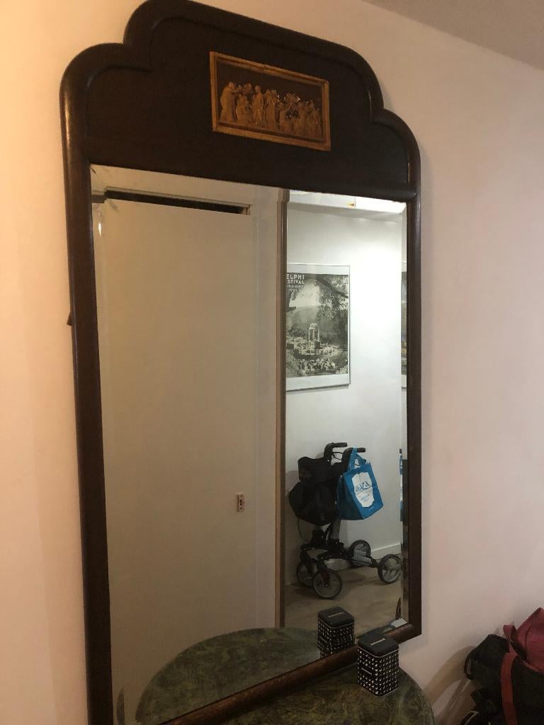 ANTIEKE GROTE SPIEGEL GESLEPEN SPIEGEL, Antiek en Kunst, Ophalen, Rechthoekig, 50 tot 100 cm, 100 tot 150 cm