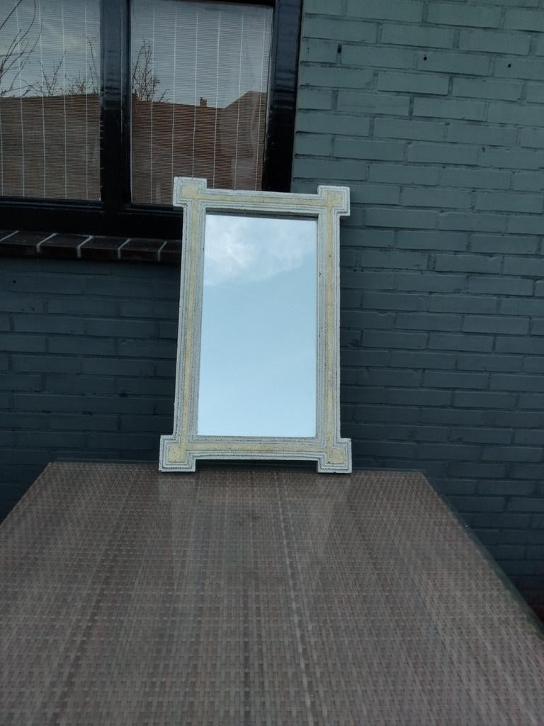 Spiegel wit met goud 80cm bij 50 cm, Doe-het-zelf en Verbouw, Kozijnen en Schuifpuien, Raamkozijn, Minder dan 75 cm, Hout, Ophalen