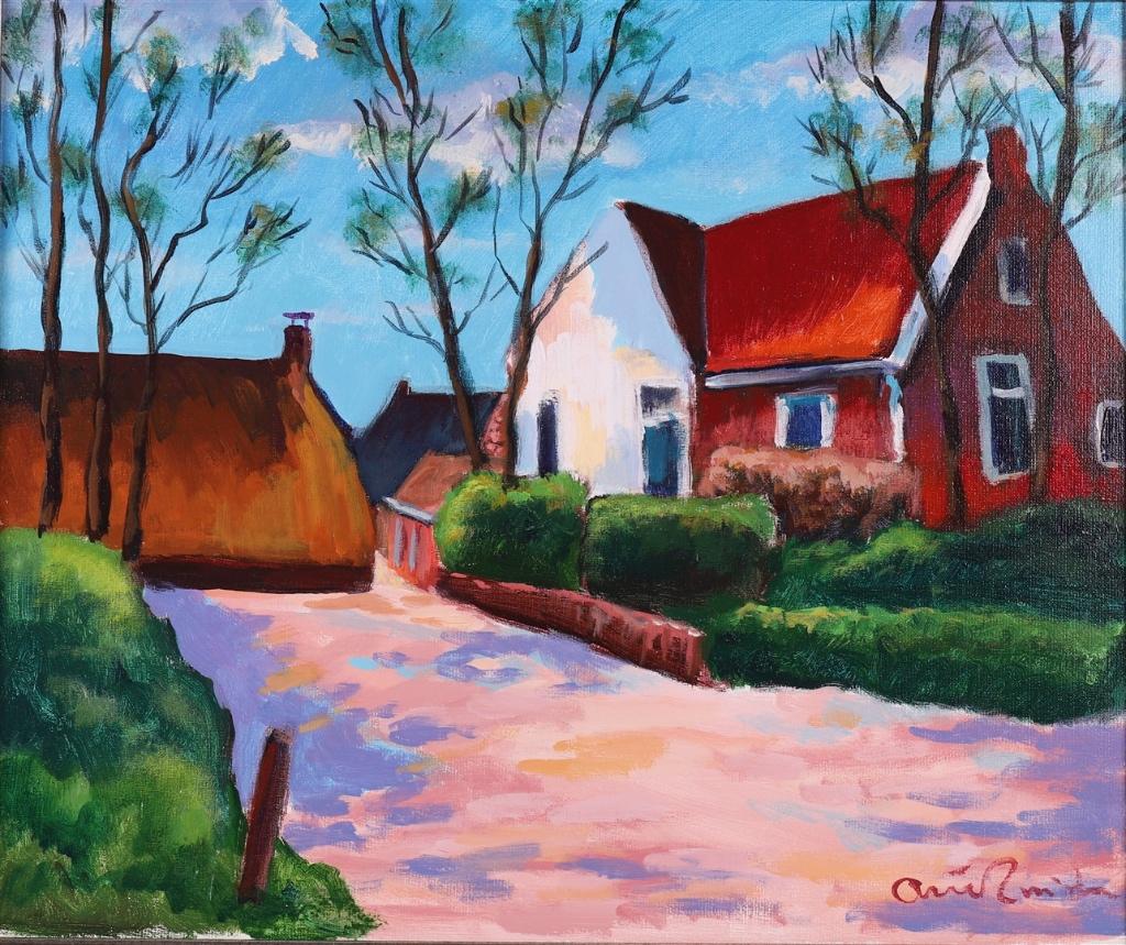 Arie Zuidersma (1925-2014), Gezicht op Garnwerd, Antiek en Kunst, Ophalen of Verzenden