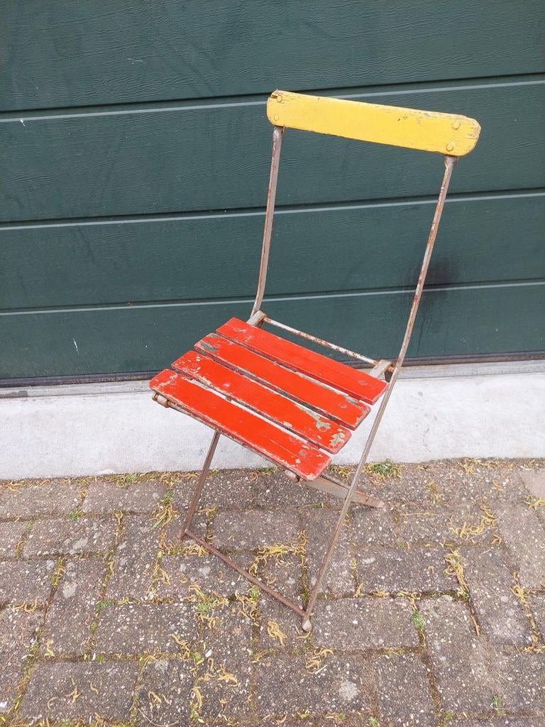 Brocante bistro stoel klapstoel, Ophalen