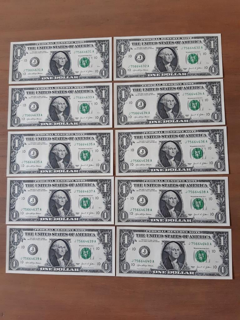 10x1 dollar 2021 usa ongebruikt  kk f.20.8, Ophalen of Verzenden, Noord-Amerika