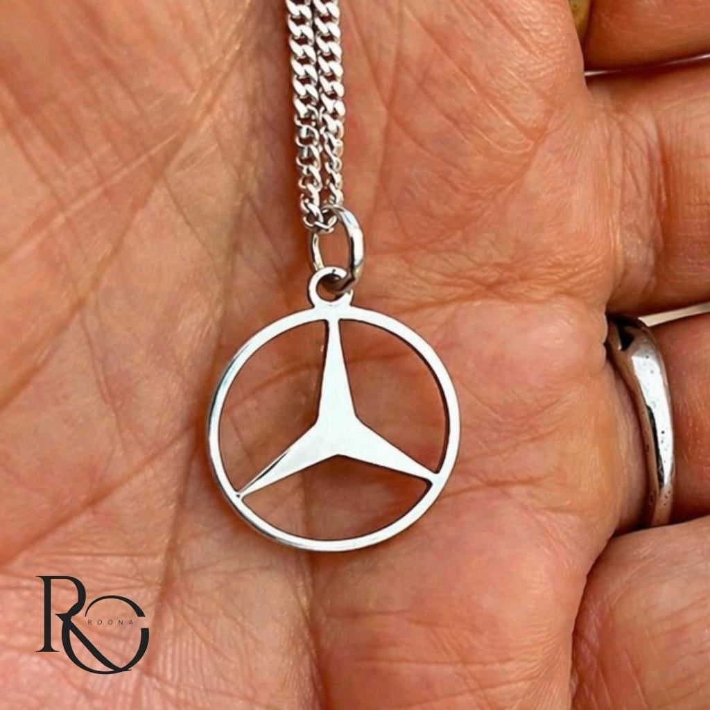 Mercedes hanger zilver 925 met ketting handgemaakt, Nieuw, Ophalen of Verzenden, Kruis of Symbool, Zilver