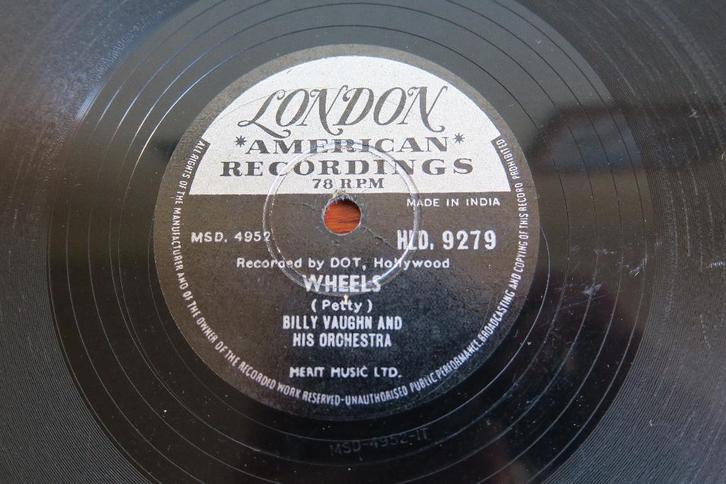 Billy Vaughn Wheels 78 toeren 78rpm jukebox wurlitzer hits, Cd's en Dvd's, Vinyl Singles, Gebruikt, Overige typen, Overige genres
