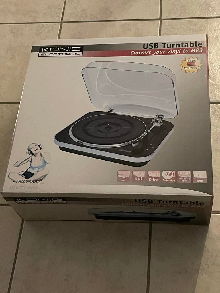 König USB Platenspeler - Vinyl naar MP3 Converter, Automatisch, Nieuw, Platenspeler, Ophalen