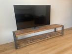 Industrieel tv meubel met dikke houten planken, Ophalen, Gebruikt, 200 cm of meer, Minder dan 100 cm