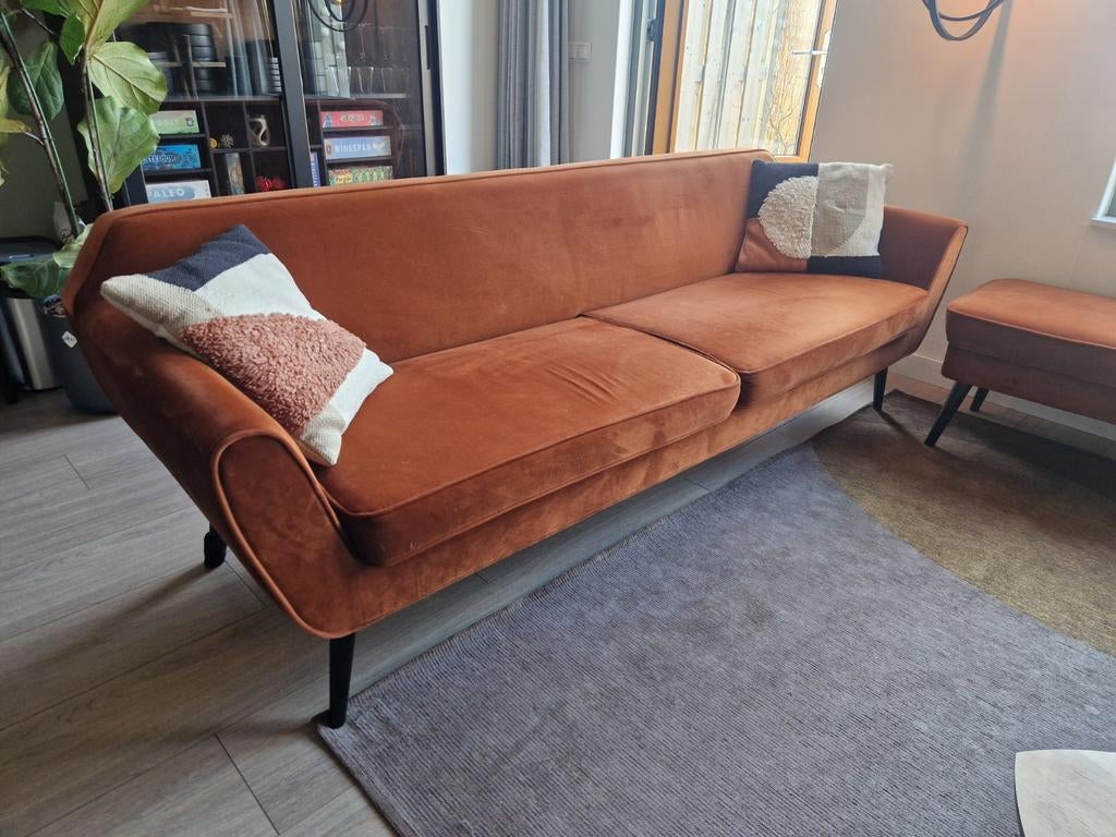 Woood Rocco XL 3zits-bank en hocker, Huis en Inrichting, Ophalen, Gebruikt, 75 tot 100 cm, Stof