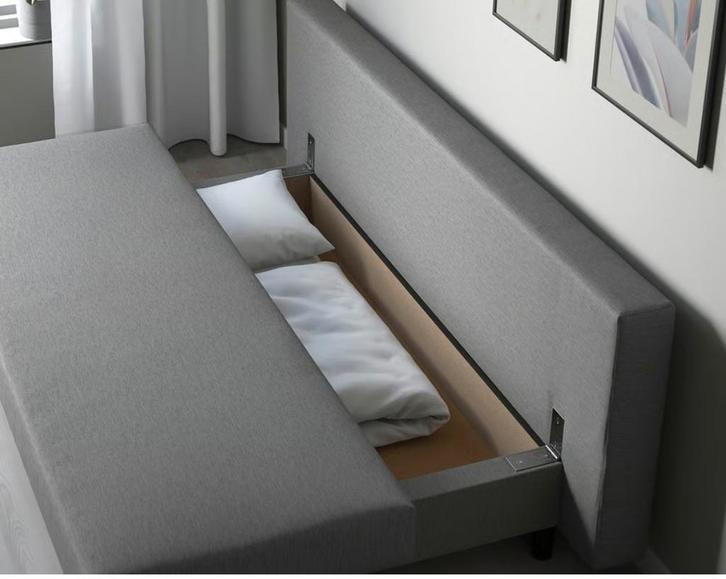 slaapbank, Huis en Inrichting, Slaapkamer | Slaapbanken, Zo goed als nieuw, 140 cm, 200 cm, Tweepersoons, Grijs, Ophalen of Verzenden