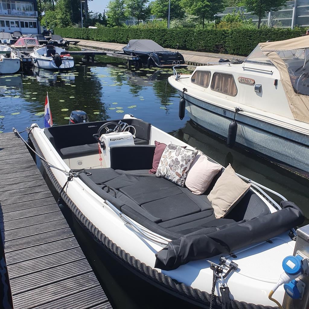 Witte Topcraft 484 limited edition compleet - vaarbewijsvrij, Watersport en Boten, Ophalen, 10 tot 30 pk, Gebruikt, Tot 6 meter