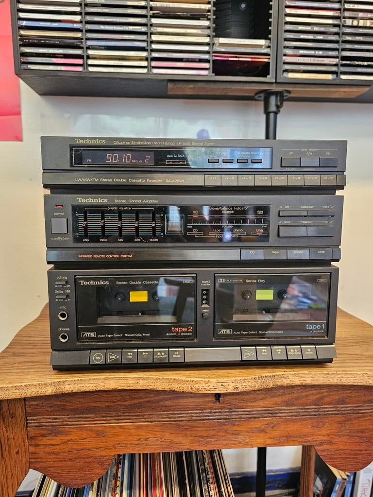 Technics SA-X25WL Stereo Dubbel Cassette Receiver Toren, Audio, Tv en Foto, Stereo-sets, Cassettedeck, Overige merken, Ophalen