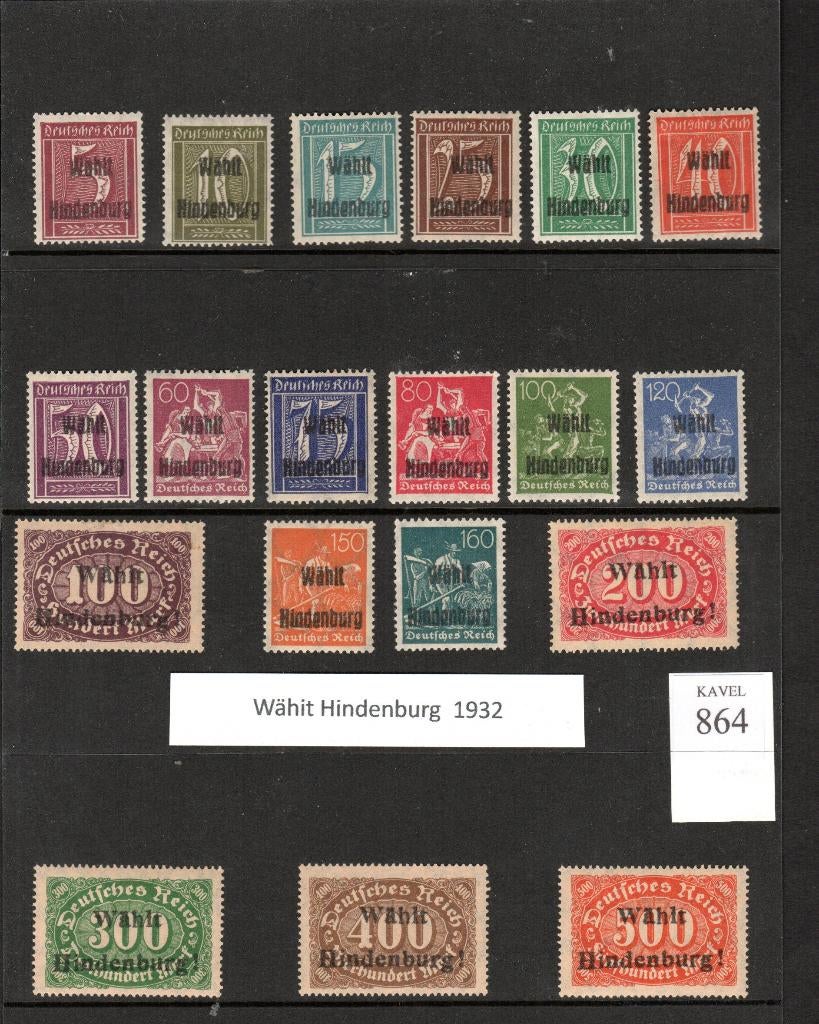 Duitse Rijk met opdrukken verkiezing Hindenburg postfris, Postzegels en Munten, Postzegels | Europa | Duitsland, Verzenden, Duitse Keizerrijk