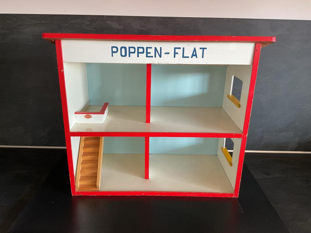 Vintage Poppen-Flat Poppenhuis - Hout, Verzamelen, Poppenhuizen en Toebehoren, Ophalen, Gebruikt, Poppenhuis
