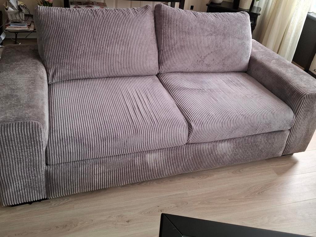 Comfortabele 2 x 2.5zits bank in ribstof - in goede staat, Ophalen, Modern, Comfortabel, 150 tot 200 cm, Tweepersoons