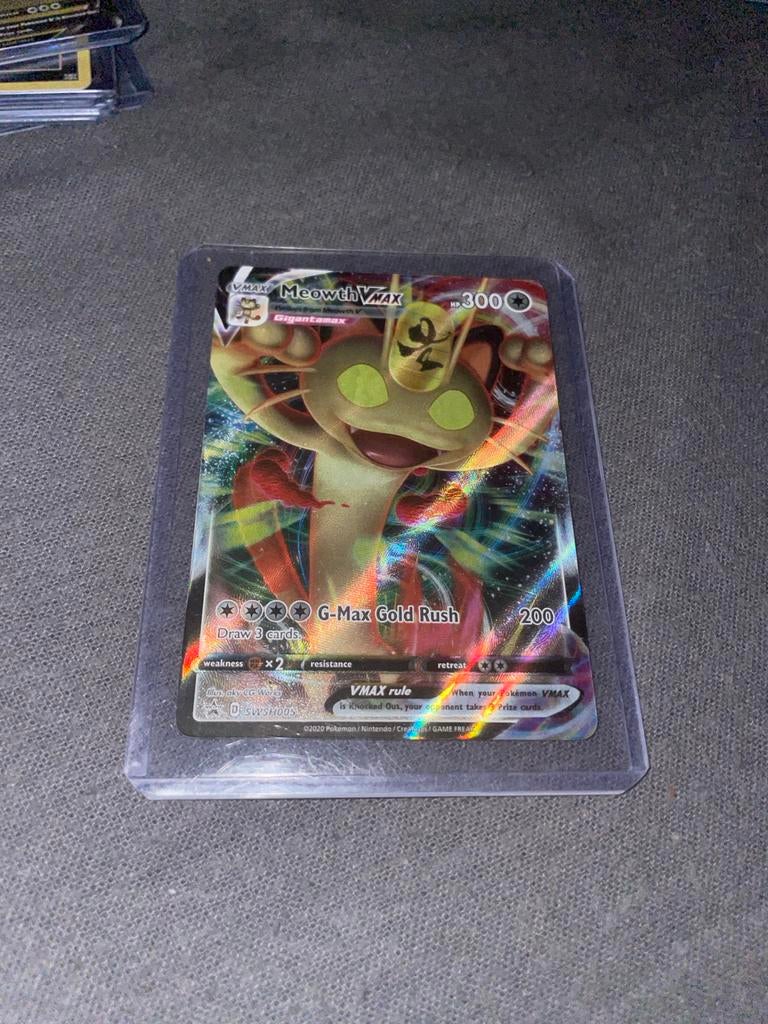 Meowth VMAX Pokémon Kaart - Gigantamax, Ophalen of Verzenden, Zo goed als nieuw, Losse kaart