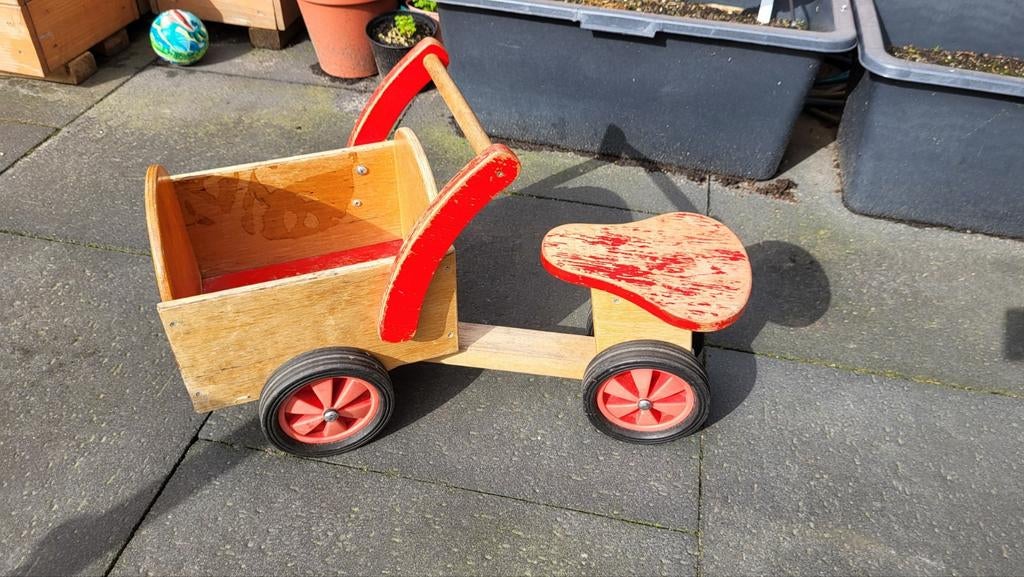 Houten bakfietsje, Kinderen en Baby's, Speelgoed | Buiten | Skelters, Ophalen, Gebruikt, Overige merken