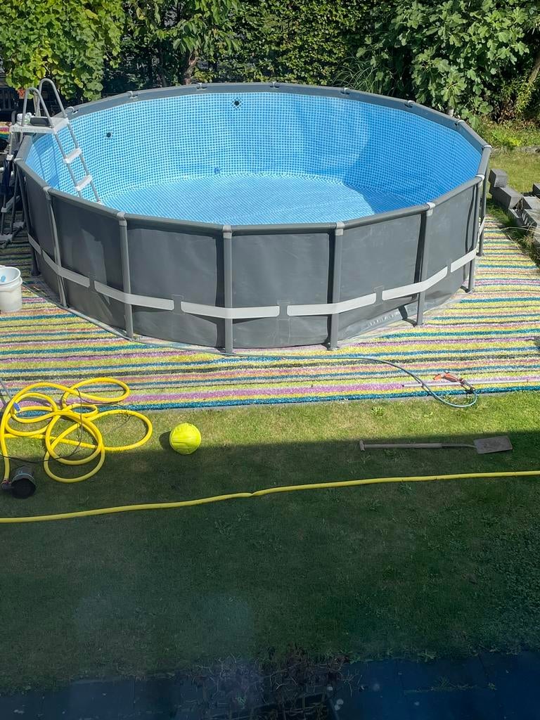 Intex 4m88 opzetzwembad met filter, pomp en chloorgenerator, Tuin en Terras, Zwembaden, Gebruikt, Opzetzwembad, 120 cm of meer