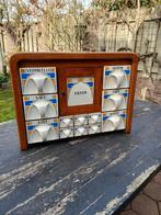 Vintage kruidenkastje met porseleinen lades, Ophalen