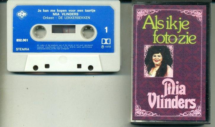 Mia Vlinders Als ik je foto zie 12 nrs cassette 1979 ZGAN, Cd's en Dvd's, Cassettebandjes, Zo goed als nieuw, Origineel, Nederlandstalig