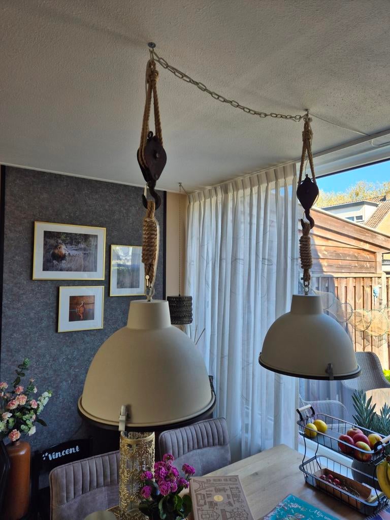 2 stoere industriele hanglampen, Ophalen, Minder dan 50 cm