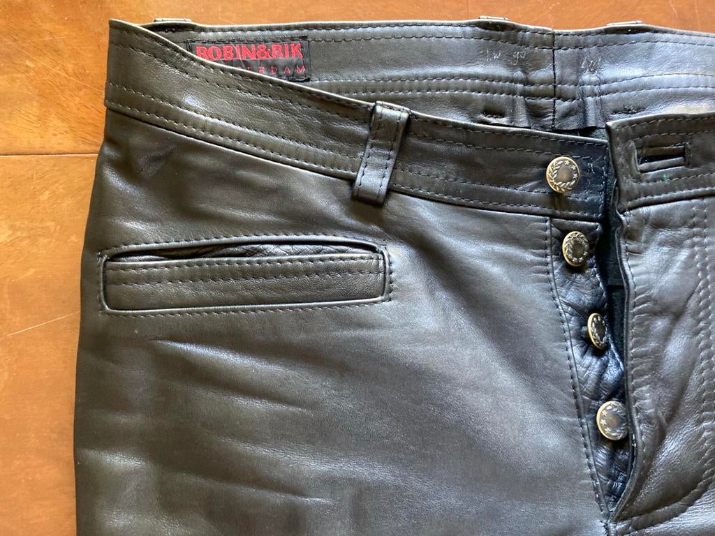 Robin&Rik custom made leren jeansmt 32 €125,incl verz, Verzenden, Zo goed als nieuw, Zwart, W32 (confectie 46) of kleiner