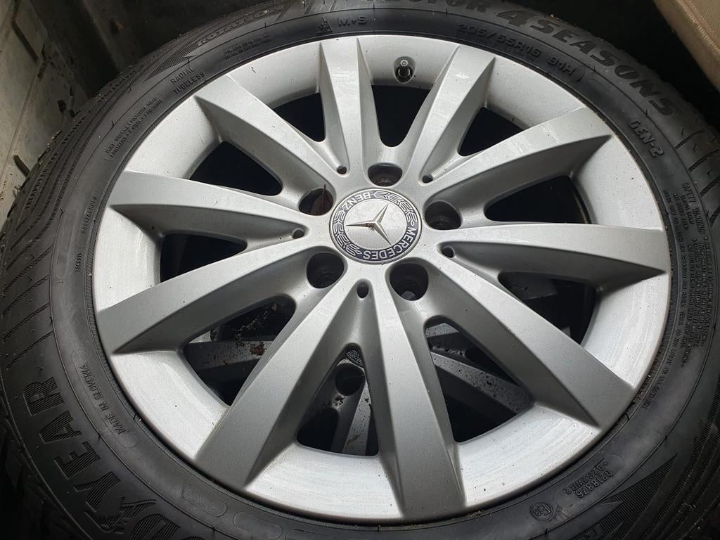 Mercedes velg met Goodyear Vector 4Seasons band, Ophalen, Gebruikt, 16 inch, Banden en Velgen