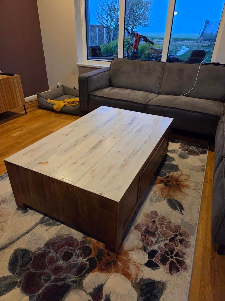 GRATIS Houten salontafel met lades, Ophalen, Gebruikt, 100 tot 150 cm, 50 tot 100 cm