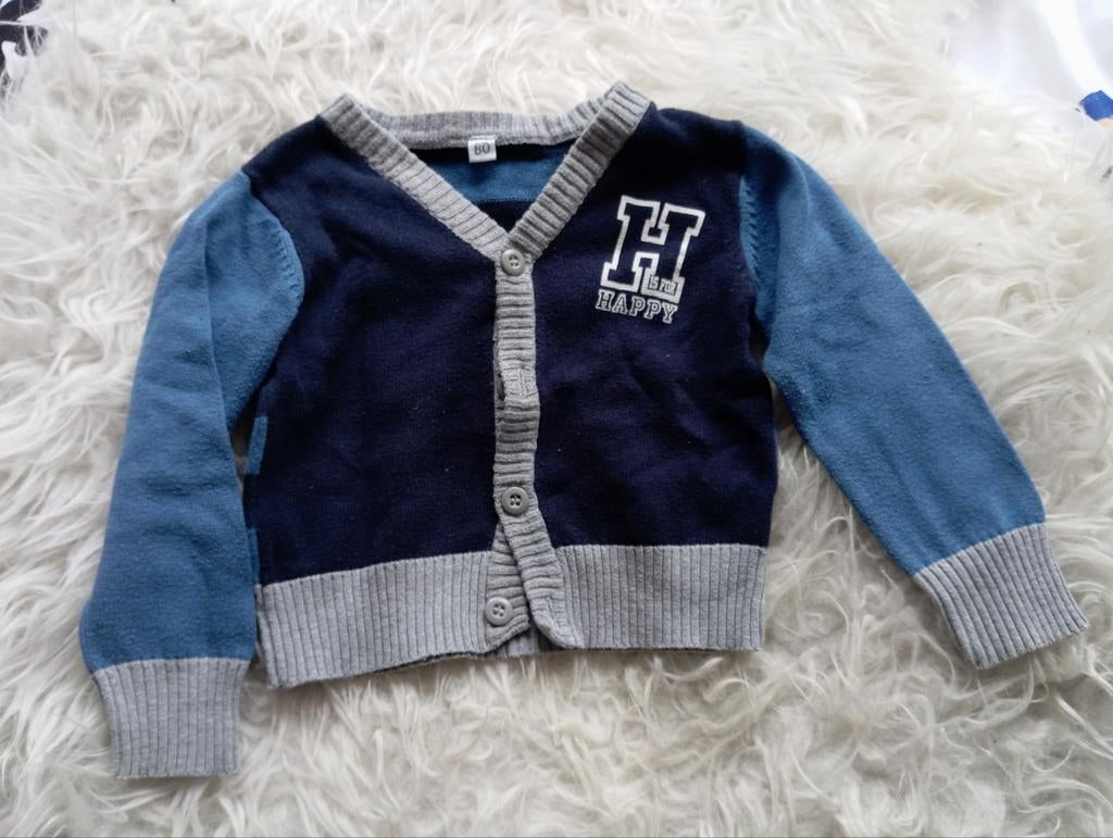 Zeeman blauw vestje maat 80 met gestreepte achterkant, Ophalen of Verzenden, Zeeman, Jongetje, Truitje of Vestje