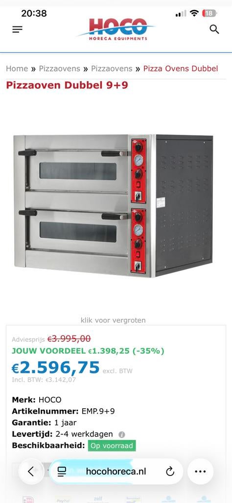 Heel weinig gebruikte pizza oven zgan 2x9 pizzas ., Ophalen, Zonder vriesvak, 200 liter of meer, 60 cm of meer