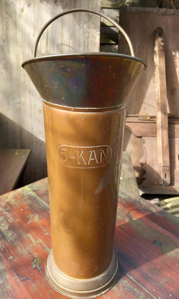 Antieke koperen 5-kan melkbus/maatbeker, Antiek en Kunst, Antiek | Woonaccessoires, Ophalen of Verzenden