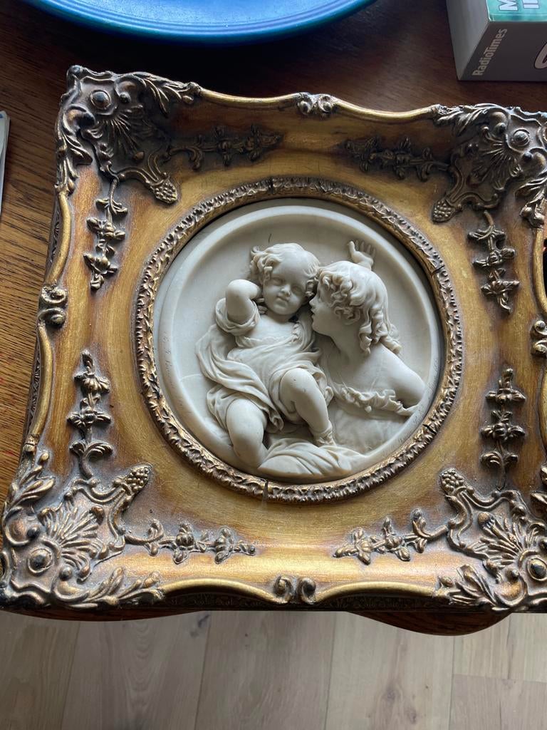 Marmeren plaquette EW. Wyon 1848 - Handgesneden, Verzamelen, Ophalen of Verzenden, Gebruikt