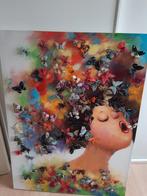 vrolijk schilderij met losse vlinders, Huis en Inrichting, Woonaccessoires | Schilderijen, Tekeningen en Foto's, Ophalen, Zo goed als nieuw