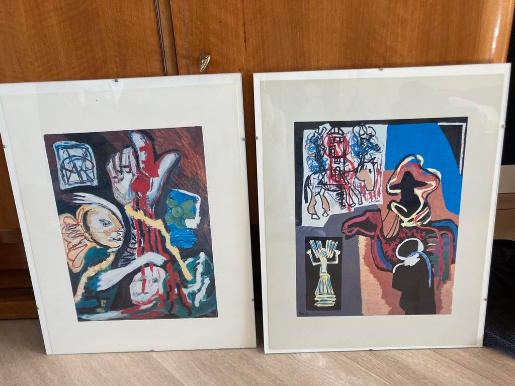 2x Litho Karel Appel, Ophalen of Verzenden