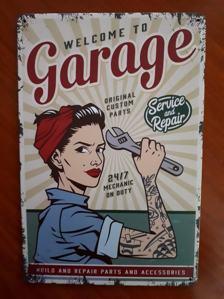 Garage Service 20x30 cm Metalen Reclamebord, Ophalen of Verzenden, Nieuw, Reclamebord