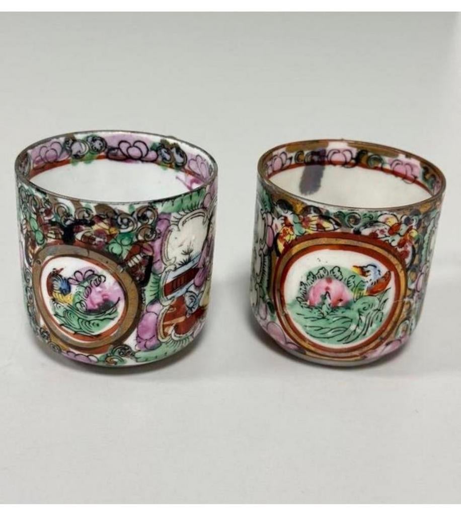 2 Antieke Chinese Rose Porcelain Teacup porselein theekopjes, Antiek en Kunst, Antiek | Servies los, Ophalen of Verzenden